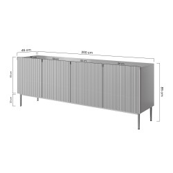 Komoda Nicole 200 cm na metalowych nogach - biały mat / czarne nóżki Komoda Nicole 200 cm na metalowych nogach - biały mat / czarne nóżki