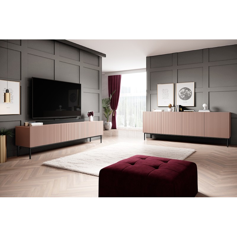 Komoda Nicole 200 cm z metalowymi nogami - antyczny róż / czarne nóżki - Limitowana oferta Komoda Nicole 200 cm z metalowymi nogami - antyczny róż / czarne nóżki - Limitowana oferta
