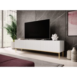 Szafka RTV z szufladą Nicole 200 cm - biały mat / złote nóżki Szafka RTV z szufladą Nicole 200 cm - biały mat / złote nóżki