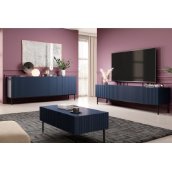 Stolik kawowy Nicole z szufladami i metalowymi nogami - granat / czarne nóżki - Limitowana oferta Stolik kawowy Nicole z szufladami i metalowymi nogami - granat / czarne nóżki - Limitowana oferta