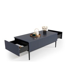 Stolik kawowy Nicole z szufladami i metalowymi nogami - granat / czarne nóżki - Limitowana oferta Stolik kawowy Nicole z szufladami i metalowymi nogami - granat / czarne nóżki - Limitowana oferta