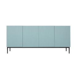 Komoda Nicole 200 cm z ryflowanym frontem i metalowymi nogami- szałwia / czarne nóżki - Limitowana oferta Komoda Nicole 200 cm z ryflowanym frontem i metalowymi nogami- szałwia / czarne nóżki - Limitowana oferta