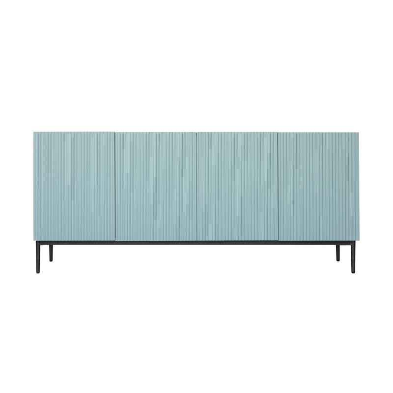 Komoda Nicole 200 cm z ryflowanym frontem i metalowymi nogami- szałwia / czarne nóżki - Limitowana oferta Komoda Nicole 200 cm z ryflowanym frontem i metalowymi nogami- szałwia / czarne nóżki - Limitowana oferta