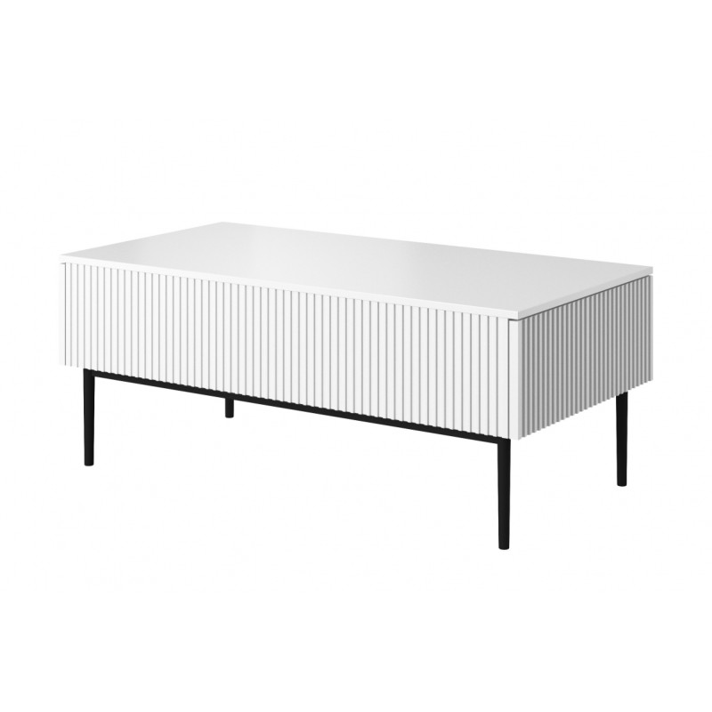 Stolik kawowy Nicole 120 cm - biały mat, czarne nóżki