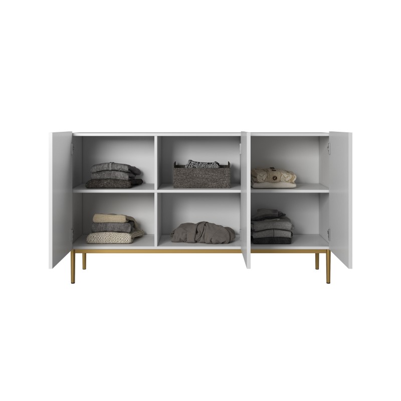 Komoda Nicole 150 cm - biały mat / złote nóżki Komoda Nicole 150 cm - biały mat / złote nóżki