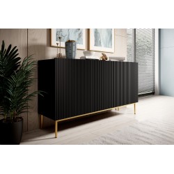 Komoda Nicole 150 cm - czarny mat / złote nóżki Komoda Nicole 150 cm - czarny mat / złote nóżki