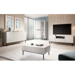 Szafka RTV Nicole 150 cm - biały mat / czarne nóżki Szafka RTV Nicole 150 cm - biały mat / czarne nóżki