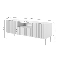 Szafka RTV Nicole 150 cm - biały mat / czarne nóżki Szafka RTV Nicole 150 cm - biały mat / czarne nóżki