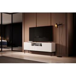 Szafka RTV Nicole 150 cm - biały mat / czarne nóżki Szafka RTV Nicole 150 cm - biały mat / czarne nóżki