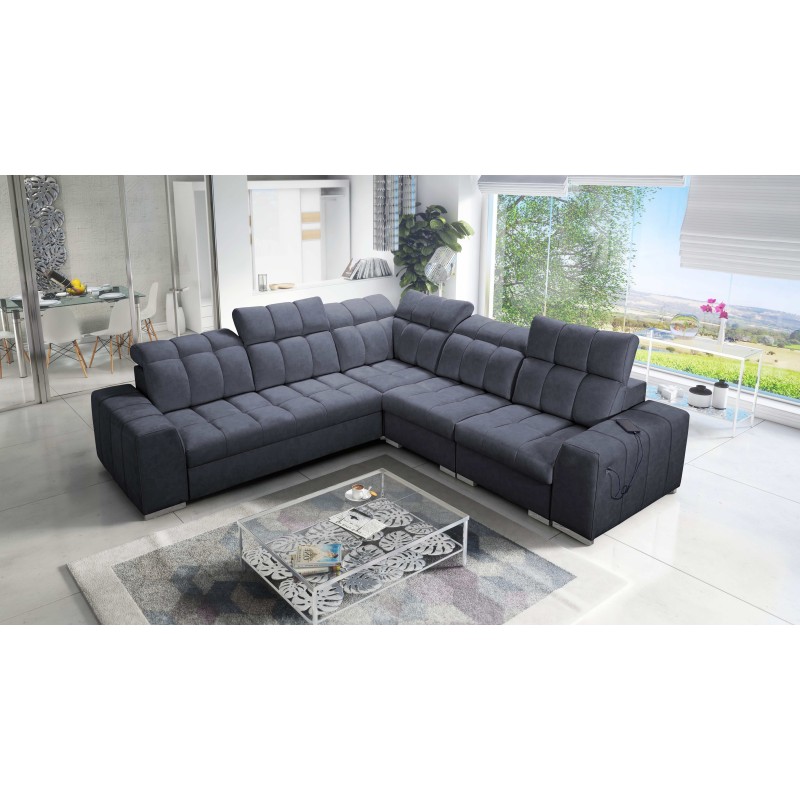 Prisma III corner sofa with sleeping function and USB port – comfort and style in one piece of furniture Prisma III corner sofa with sleeping function and USB port – comfort and style in one piece of furniture
