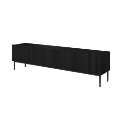 Szafka RTV Nicole 200 cm - czarny mat, metalowe nogi