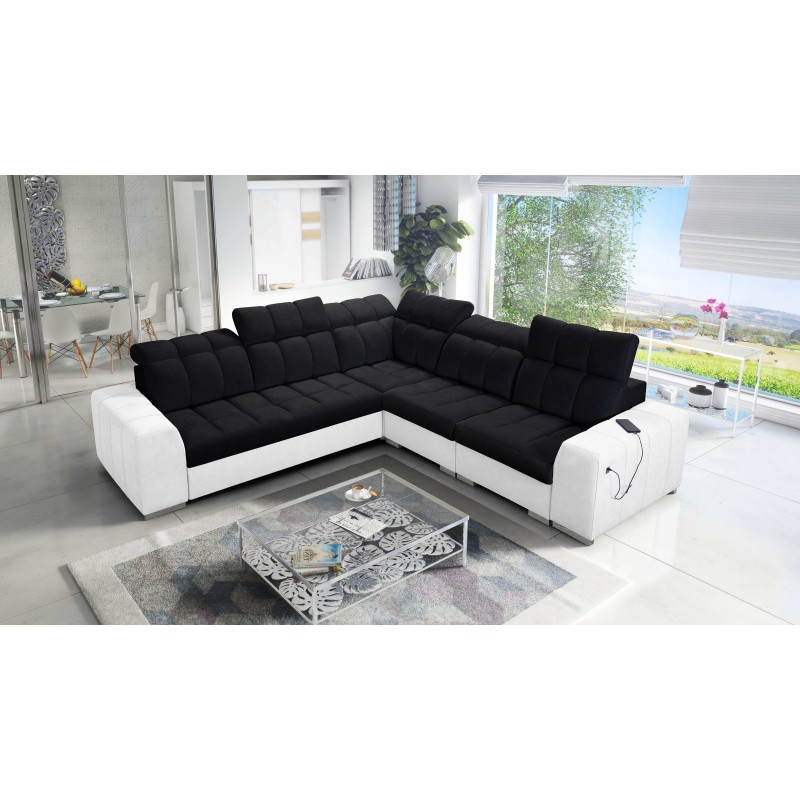 Prisma III corner sofa with sleeping function and USB port – comfort and style in one piece of furniture Prisma III corner sofa with sleeping function and USB port – comfort and style in one piece of furniture
