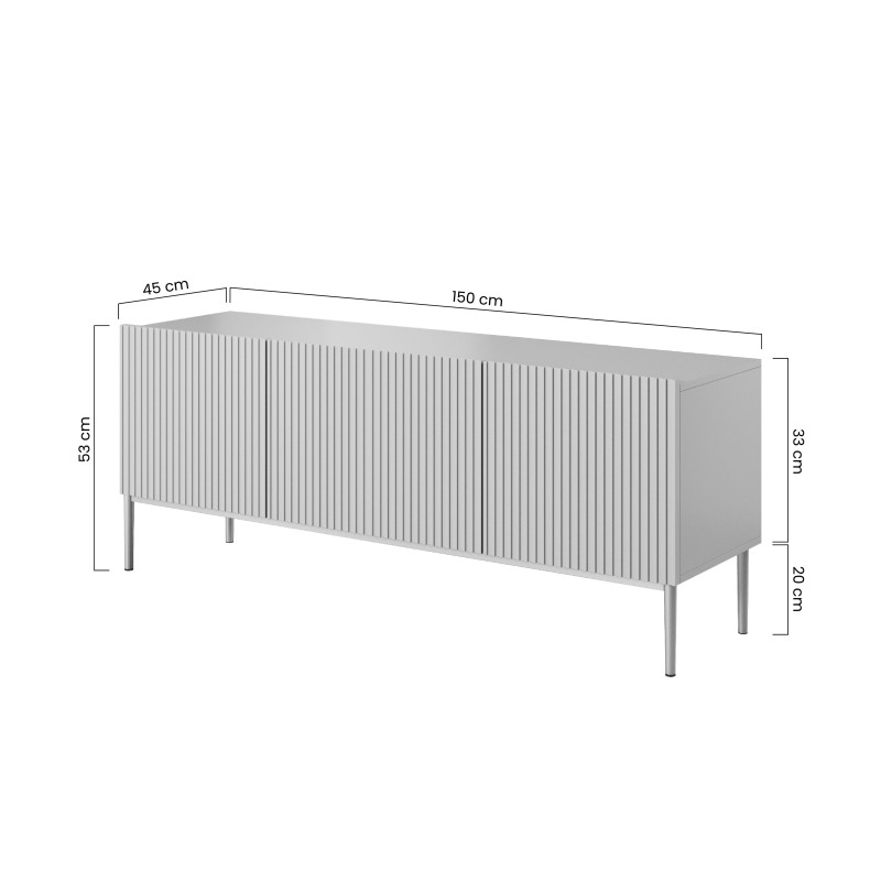 Szafka RTV Nicole 150 cm - biały mat, złote nóżki Szafka RTV Nicole 150 cm - biały mat, złote nóżki