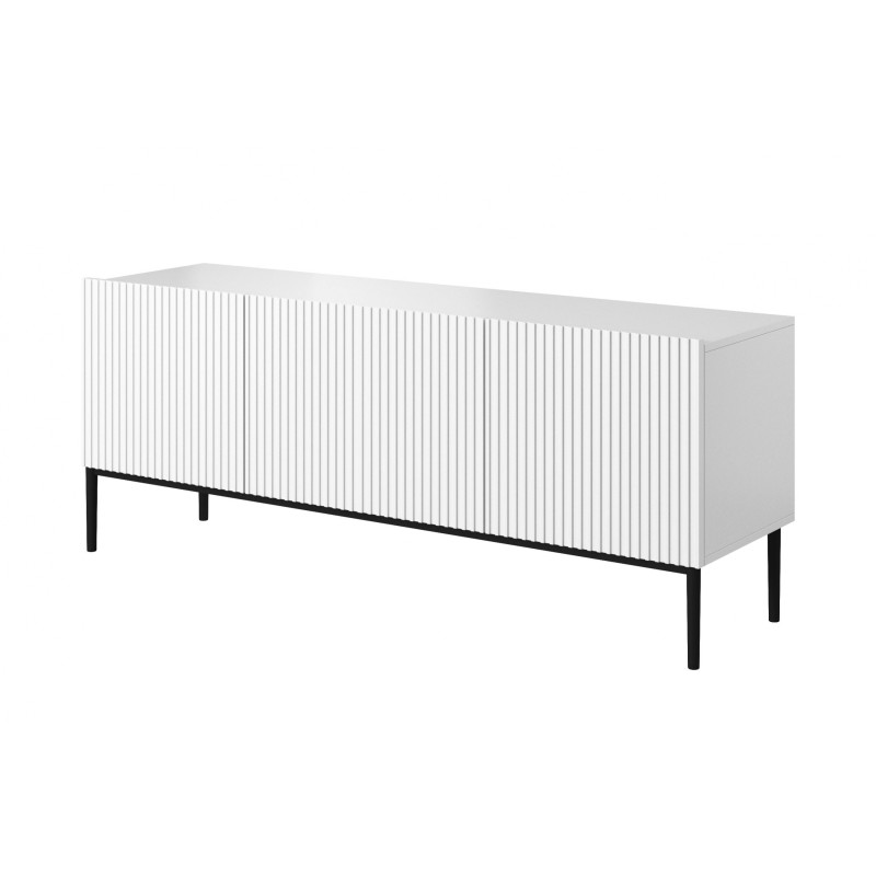 Szafka RTV Nicole 150 cm - biały mat, czarne nogi