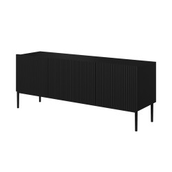 Szafka RTV Nicole 150 cm - czarny mat, metalowe nogi