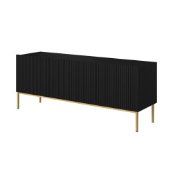 Szafka RTV Nicole 150 cm - czarny mat / złote nóżki