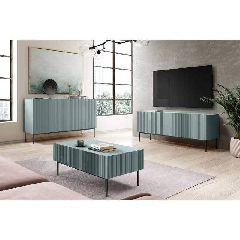 Szafka RTV Nicole 150 cm - szałwia, czarne nogi