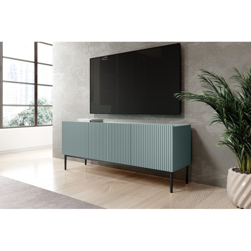 Szafka RTV Nicole 150 cm - szałwia, czarne nogi