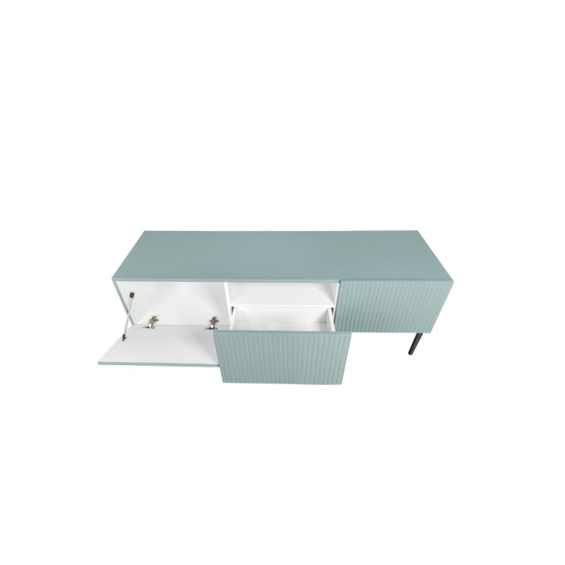 Szafka RTV Nicole 150 cm - szałwia, czarne nogi