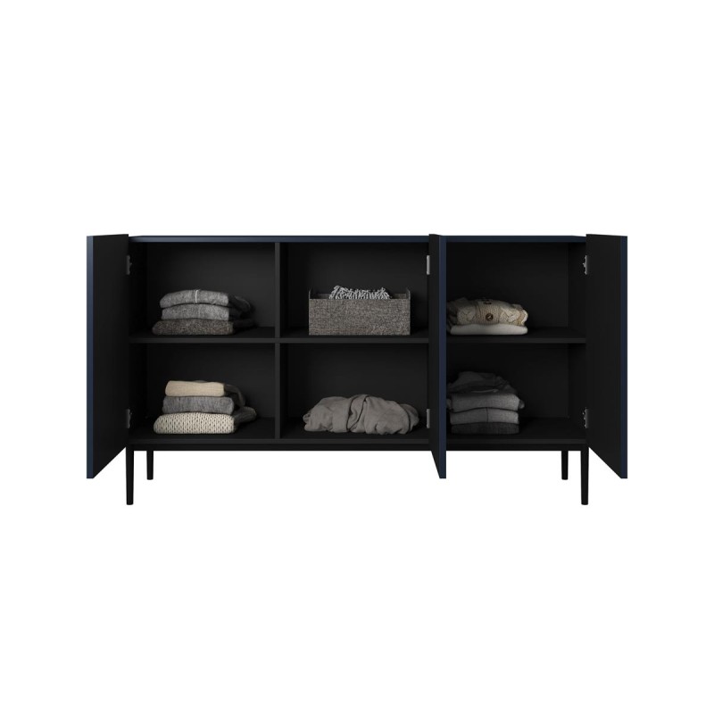 Komoda Nicole 150 cm - granatowa, trzydrzwiowa