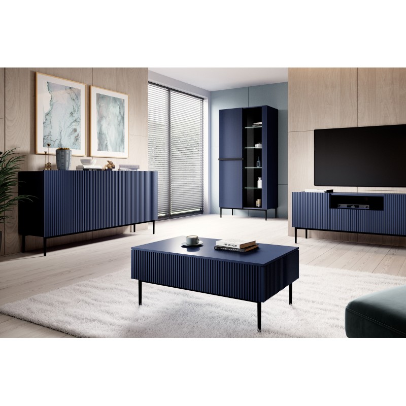 Komoda Nicole 150 cm - granatowa, trzydrzwiowa