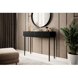 Konsola / toaletka Nicole 100 cm z szufladami - czarny mat / czarne nóżki Konsola / toaletka Nicole 100 cm z szufladami - czarny mat / czarne nóżki