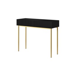 Konsola toaletka Nicole 100 cm - czarny mat, złote nóżki