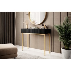 Konsola / toaletka Nicole 100 cm z szufladami - czarny mat / złote nóżki Konsola / toaletka Nicole 100 cm z szufladami - czarny mat / złote nóżki