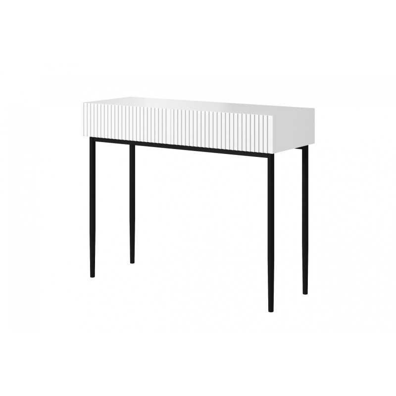 Konsola / toaletka Nicole 100 cm z szufladami - biały mat / czarne nóżki Konsola / toaletka Nicole 100 cm z szufladami - biały mat / czarne nóżki