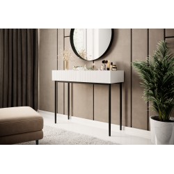 Konsola / toaletka Nicole 100 cm z szufladami - biały mat / czarne nóżki Konsola / toaletka Nicole 100 cm z szufladami - biały mat / czarne nóżki