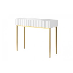 Konsola/toaletka Nicole 100 cm - biały mat, złote nóżki