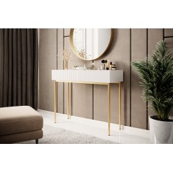 Konsola / toaletka Nicole 100 cm z szufladami - biały mat / złote nóżki Konsola / toaletka Nicole 100 cm z szufladami - biały mat / złote nóżki