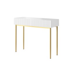 Biurko Nicole 100 cm - biały mat / złote nóżki