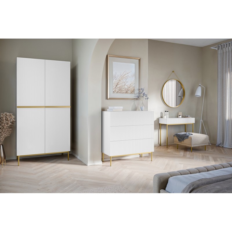 Biurko Nicole 100 cm - biały mat / złote nóżki Biurko Nicole 100 cm - biały mat / złote nóżki
