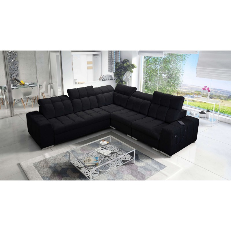 Prisma III corner sofa with sleeping function and USB port – comfort and style in one piece of furniture Prisma III corner sofa with sleeping function and USB port – comfort and style in one piece of furniture