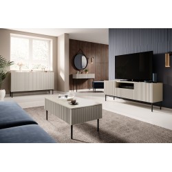 Komoda Nicole 150 cm z ryflowanym frontem - kaszmir