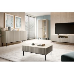 Komoda Nicole 150 cm z ryflowanym frontem - kaszmir