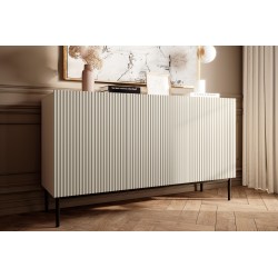 Komoda Nicole 150 cm z ryflowanym frontem - kaszmir