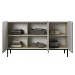 Komoda Nicole 150 cm z ryflowanym frontem - kaszmir