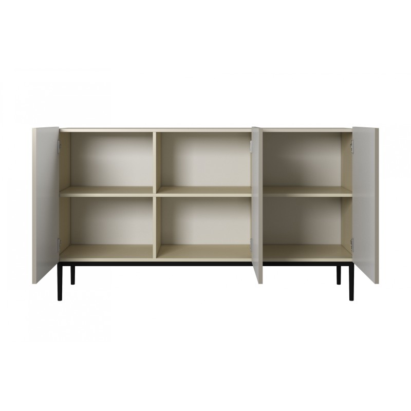 Komoda Nicole 150 cm z ryflowanym frontem - kaszmir