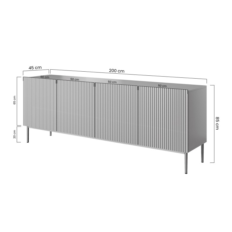Komoda Nicole 200 cm - kaszmir / złote nóżki Komoda Nicole 200 cm - kaszmir / złote nóżki