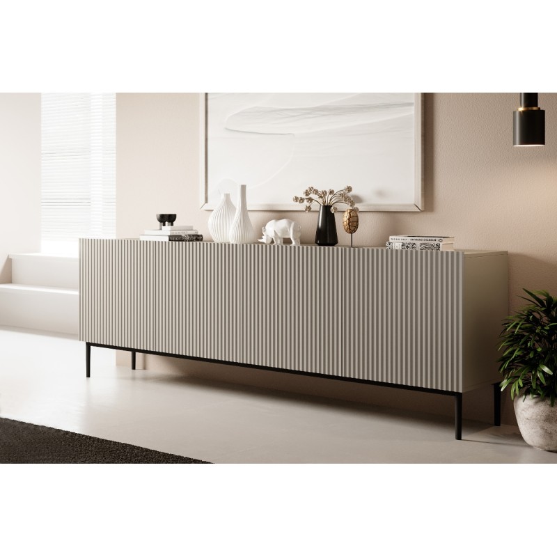 Komoda Nicole 200 cm na metalowych nogach - kaszmir / czarne nóżki Komoda Nicole 200 cm na metalowych nogach - kaszmir / czarne nóżki