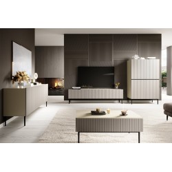 Komoda Nicole 200 cm na metalowych nogach - kaszmir / czarne nóżki Komoda Nicole 200 cm na metalowych nogach - kaszmir / czarne nóżki
