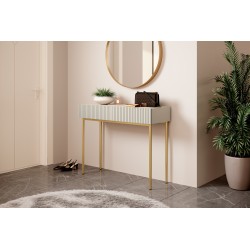 Konsola / toaletka Nicole 100 cm z szufladami - kaszmir / złote nóżki Konsola / toaletka Nicole 100 cm z szufladami - kaszmir / złote nóżki