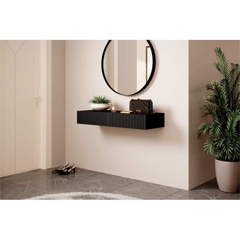 Wiszące biurko Nicole 100 cm z szufladami - czarny / czarny mat