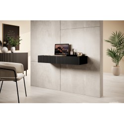 Wiszące biurko Nicole 100 cm z szufladami - czarny / czarny mat