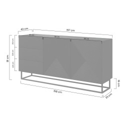 Komoda Asha 167 cm z szufladami i metalowymi nogami - biały połysk Komoda Asha 167 cm z szufladami i metalowymi nogami - biały połysk