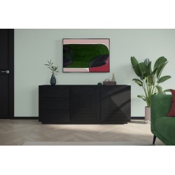 Komoda Asha 167 cm z szufladami i ryflowanym frontem - czarny mat Komoda Asha 167 cm z szufladami i ryflowanym frontem - czarny mat