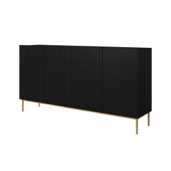 Komoda Nicole 200 cm - czarny mat, złote nóżki