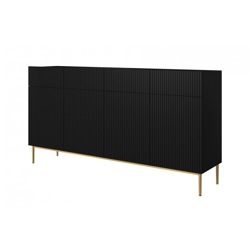 Komoda Nicole 200 cm - czarny mat, złote nóżki Komoda Nicole 200 cm - czarny mat, złote nóżki